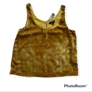 J. Crew Women's Sz 0 Gold Mustard Yellow Velvet Lined Sleeveless Tank Top